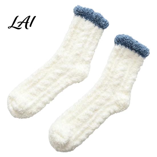 Warm Winter Gift for Women Thickened Plush Socks Women Soft Coral Fleece Slipper with Velvet Towel Bottom Cushioning Thermal Floor Autumn