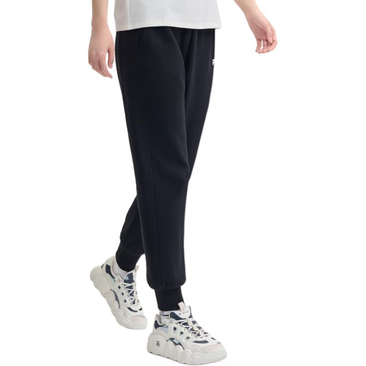 Fila Heritage Series Casual Simple Comfortable Tapered Knit Sports Pants Women Bottoms Black F11W448606F-BK