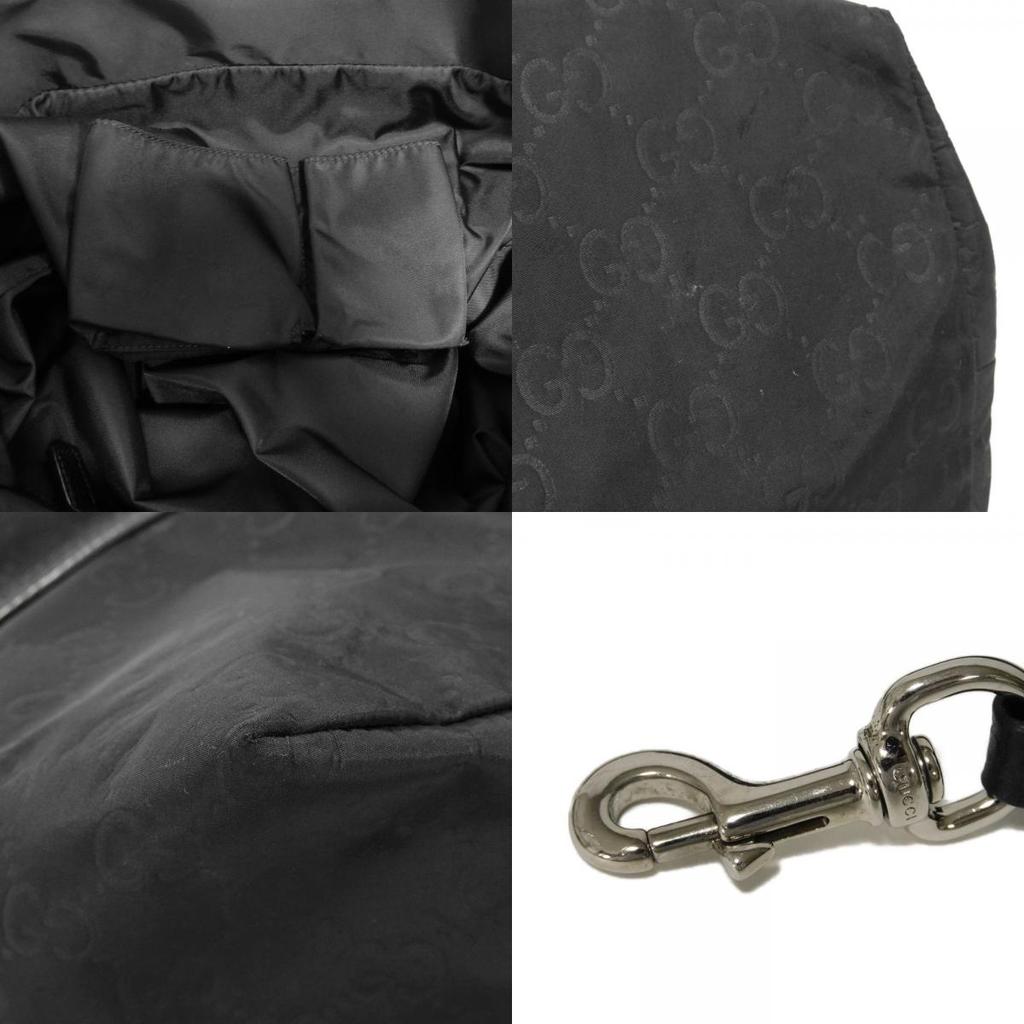 Used 9539 GG Nylon Tote 510332 K28AN 1000 7924 Calfskin 2-Way Shoulder Bag with Embossed Logo Black Men's from Japan