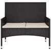 VidaXL Banc de Jardin à 2 Places avec Coussins Noir Résine Tressée, siège, chaise de banc, banc de patio, siège de banc, 319488