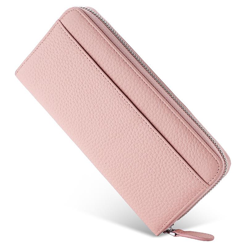 Customized leather long wallet women's high-end zipper women's clutch bag long large-capacity coin bag women