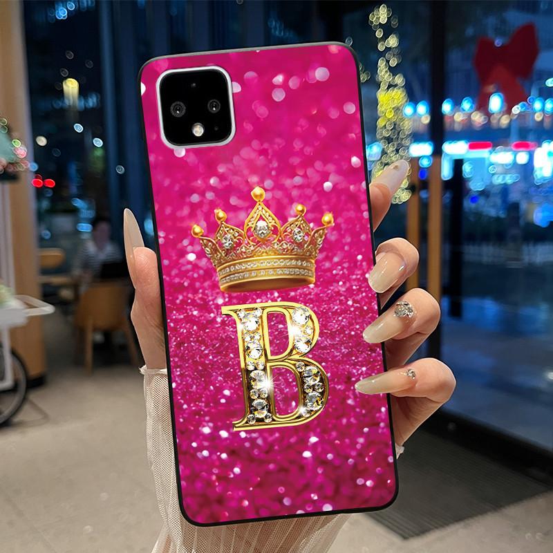 

Case For Google Pixel 4 Soft Silicone Black Case For Google Pixel 4 XL Fashionable and Luxurious Crown Letter Shockproof Casing Google Pixel 4