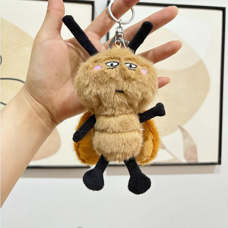 Kreativer Plüsch-Kakerlaken-Schlüsselanhänger, niedliche 12 cm große Stofftier-Insektenpuppe, Taschenanhänger, Geschenk