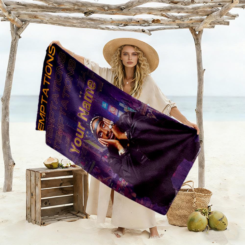 2pac Customized Name Beach Towel Super Soft Microfiber Quickdry Fabric Ideal for Travel Outdoor Swim Pool Yoga Surf Camping Hiking Gym Gift Holiday