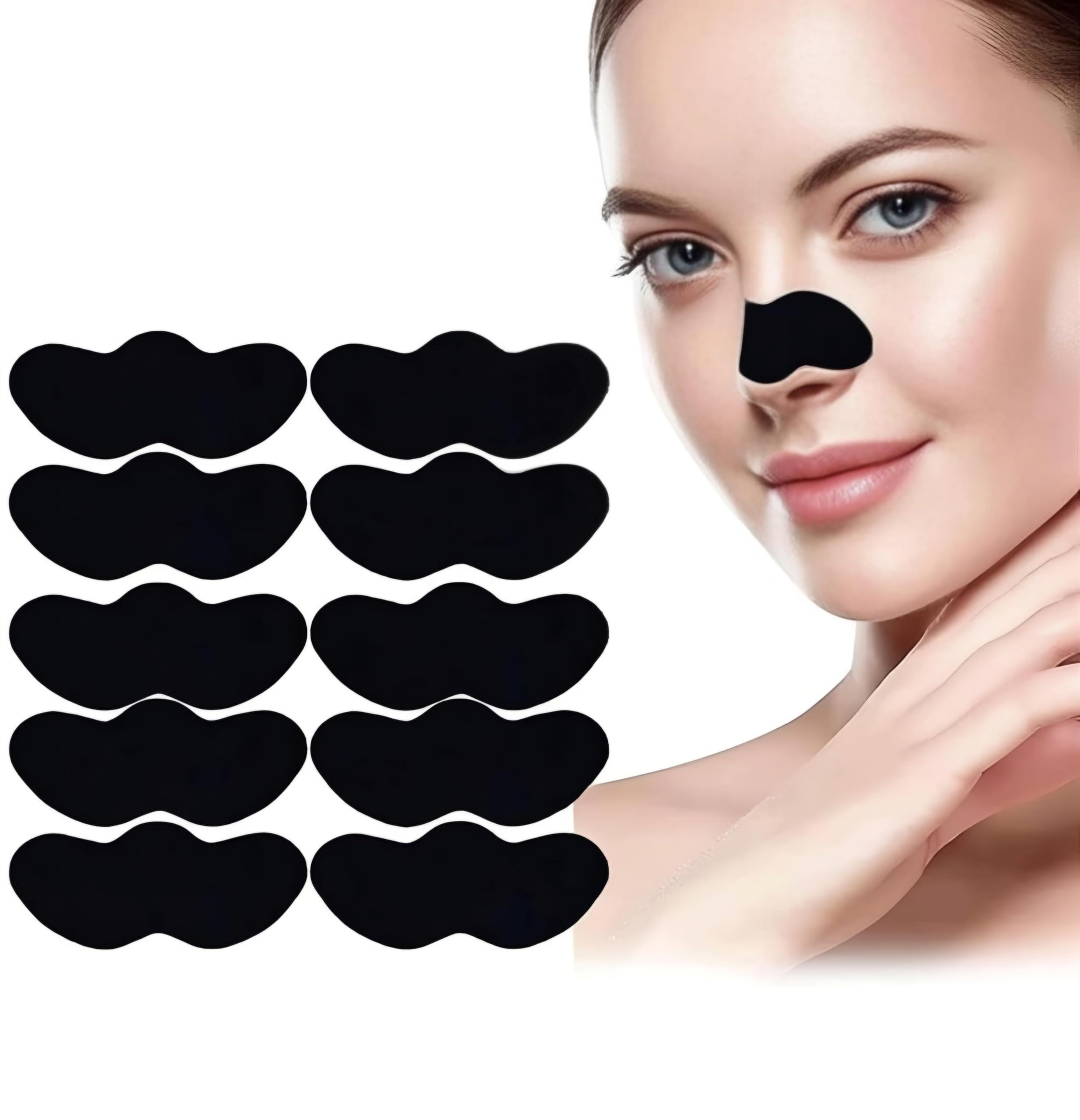 GOXIN Blackhead Remover Nose Strips (Pack of 10) - Deep Cleansing Charcoal Pore Strips for Blackheads & Whiteheads Removal | Natural Bamboo Charc