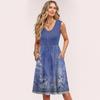 Women Summer Dresses Sleeveless Casual Loose Swing Button Down Midi Sundress With Pockets