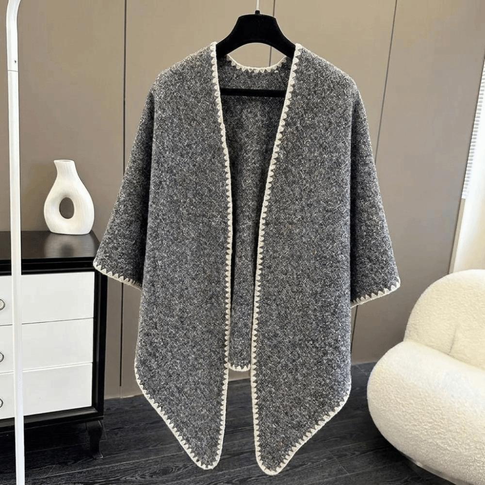 Loose Fit Knitted Poncho Cape Thick Women Shawl Fashion Warm Shawl Scarf Office Wear