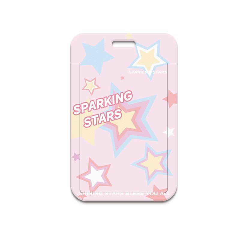 

1 Pc Cute Pink Color Card Holder for Student Fashion Star Kpop Idol Photocard Holder Portable Subway Worker Card Lanyard Holder