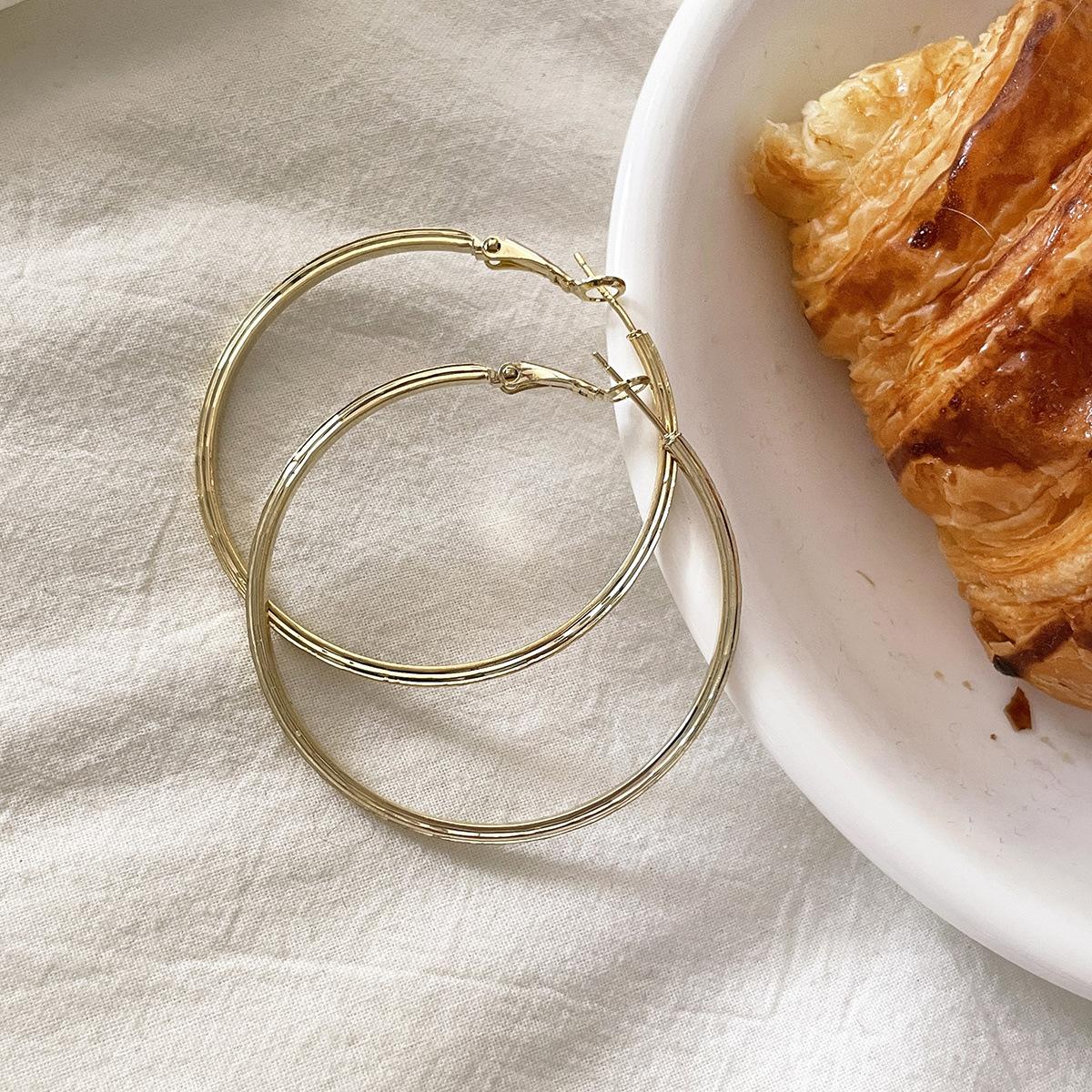 

European fashion cold wind exaggerated earrings women s niche high-end autumn and winter earrings light luxury versatile temperament earrings copper