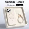 Offizielles Flüssigsilikon-Lanyard-Riemen-Seil-Hülle für iPhone 17 16E 16 14 15 Plus 12 13 11 Pro Max Magsafe Magnetische Weiche Hülle