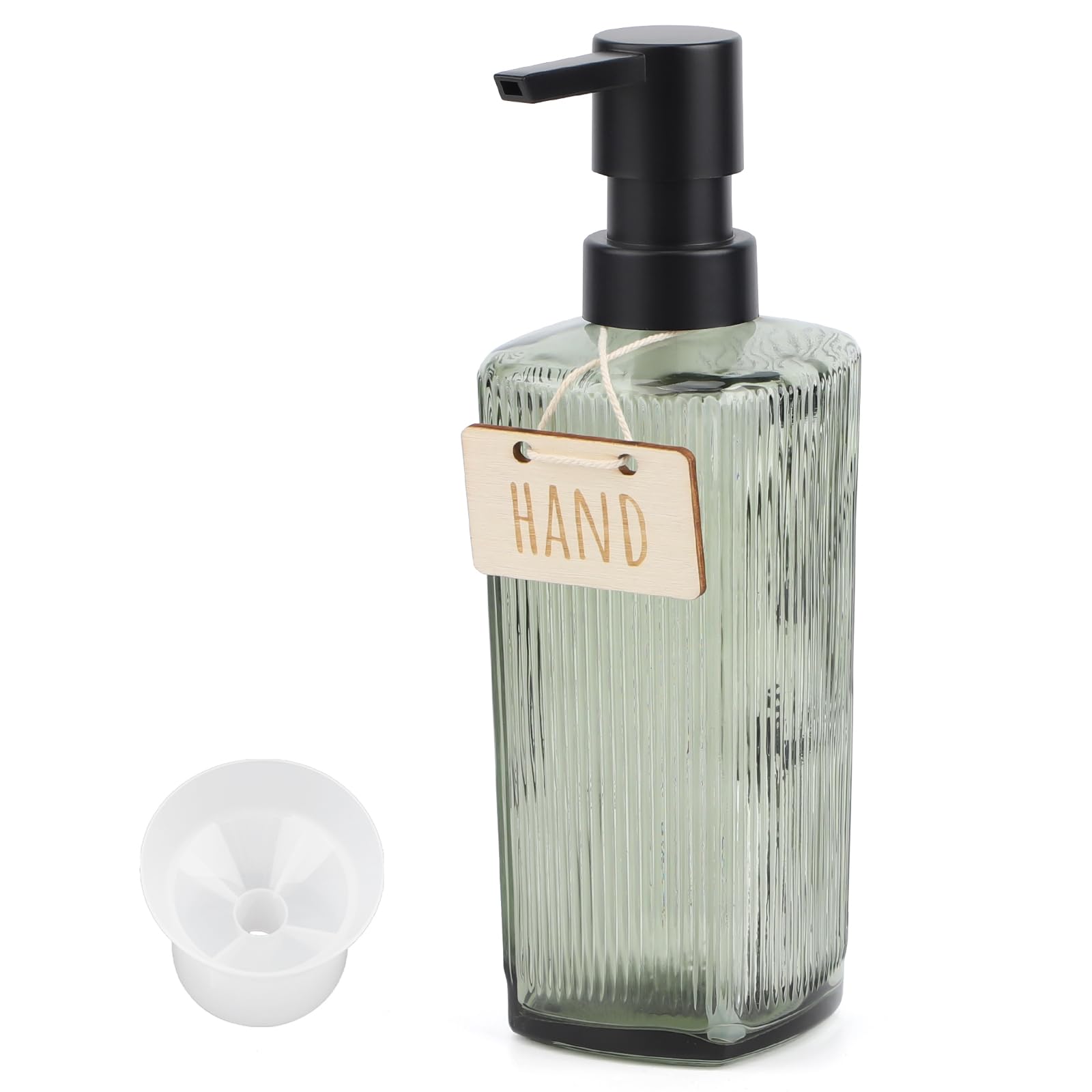 

Segbeauty 350ml Olive Green Glass Liquid Hand Soap Dispenser, Refillable Shampoo Bottle, Stylish and Cute for Dishwashing Detergent, Hand Soap,