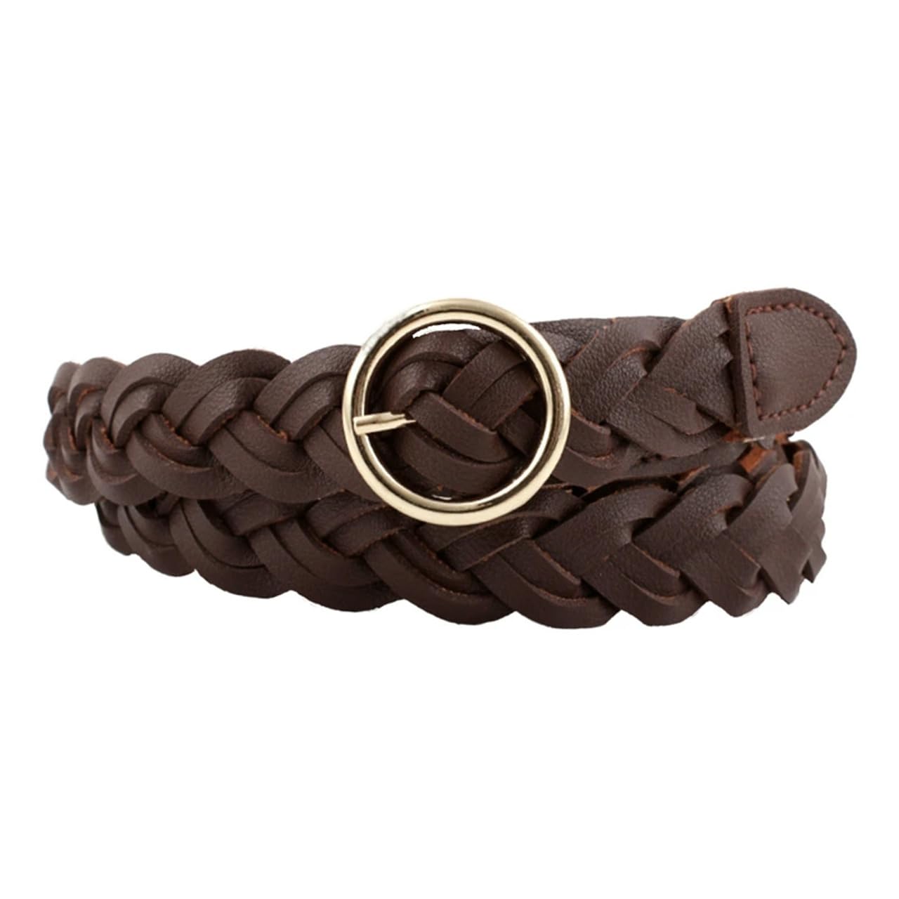 

Leather Braided Mesh Belt with Round Casual Faux BP113 [One Limitation] Buckle, Style, Leather, Women s (Coffee) кофейный