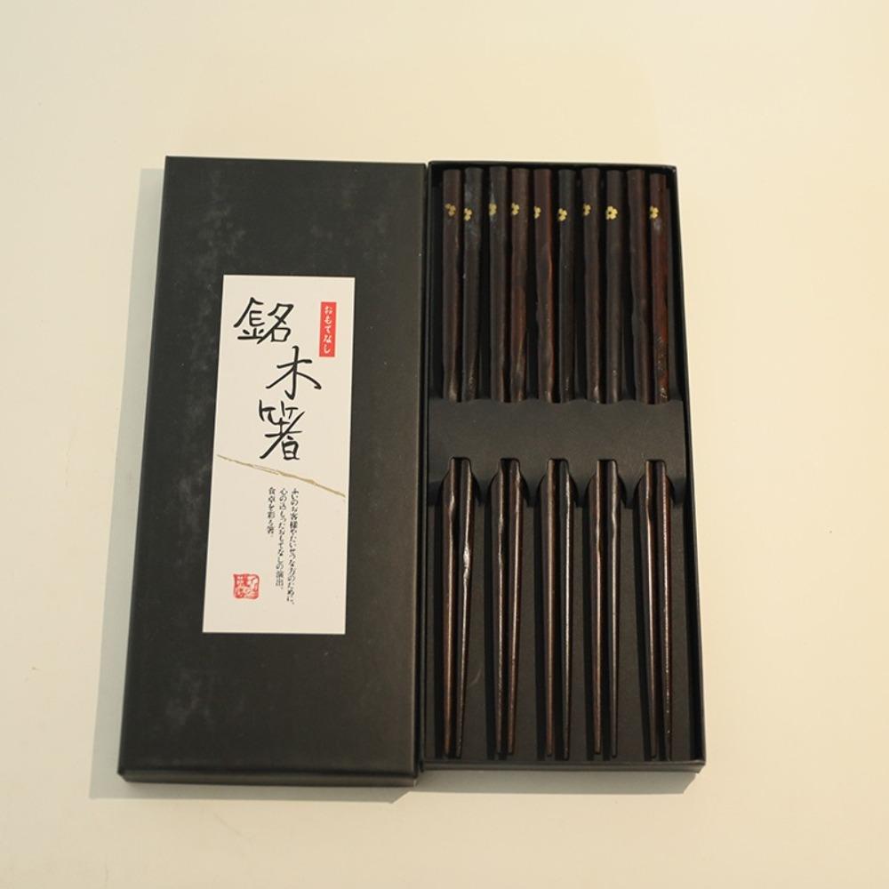 5Pair Wooden Chopsticks Printed Pattern Tableware Set Retro Chopstick Pack  Souvenir Preparation