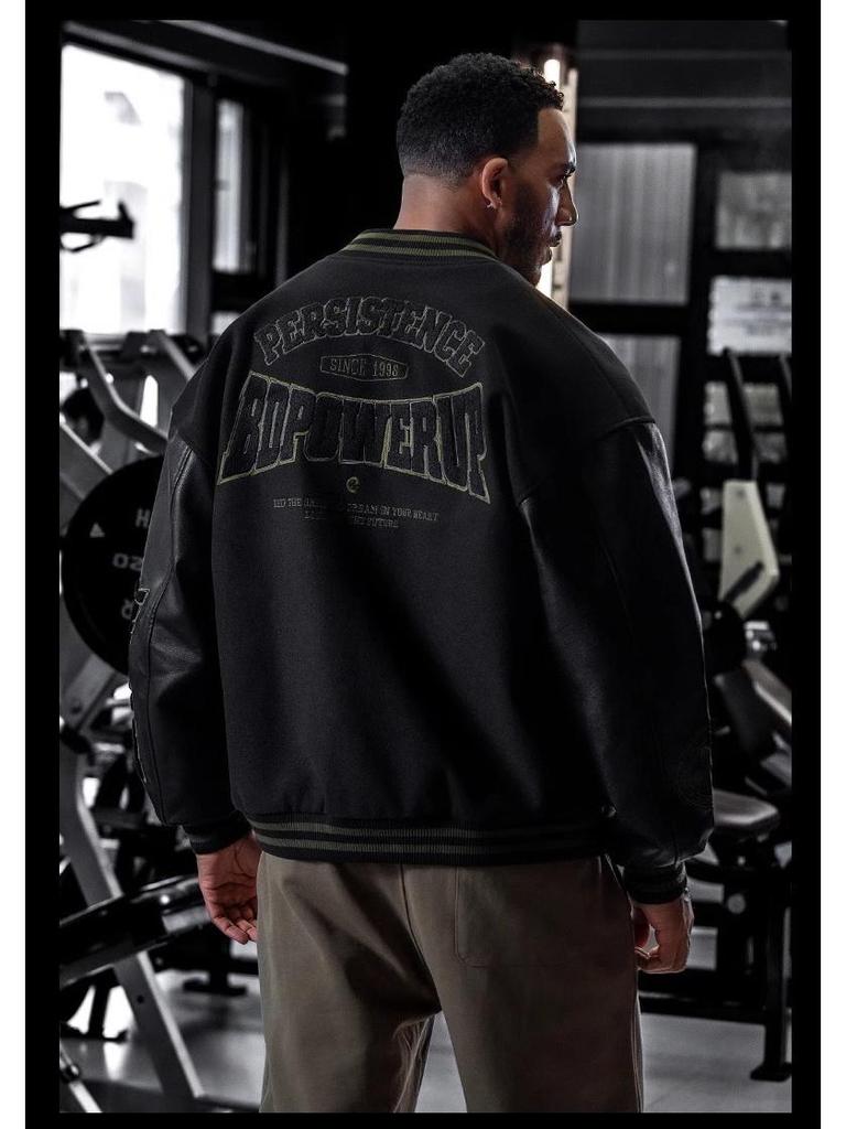 Men's Retro American Letter Embroidery Baseball Jacket - Casual Loose Fit for Spring and Autumn