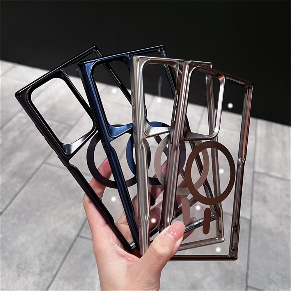 Luxury For Magsafe Transparent Magnetic Phone Case For Samsung S25 S24 Plus S23 S22 Ultra 5G Wireless Charging Shockproof Cover