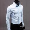 Men's Long Sleeve Slim Fit Non-Iron Korean Style Formal White Shirt