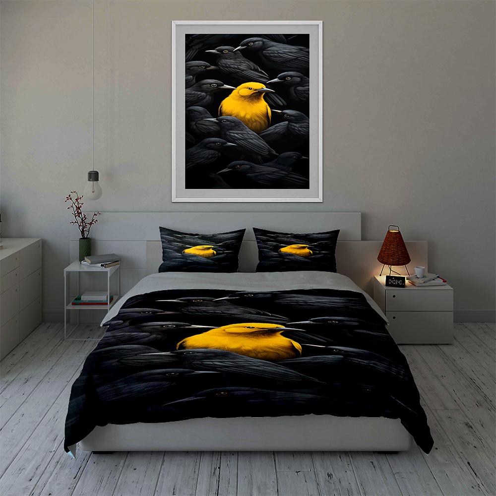 Yellow bird contrast. Bedding Duvet cover sets Duvet covers Pillowcases gifts (1 * Duvet Cover 2 * Pillowcases, without duvet insert)