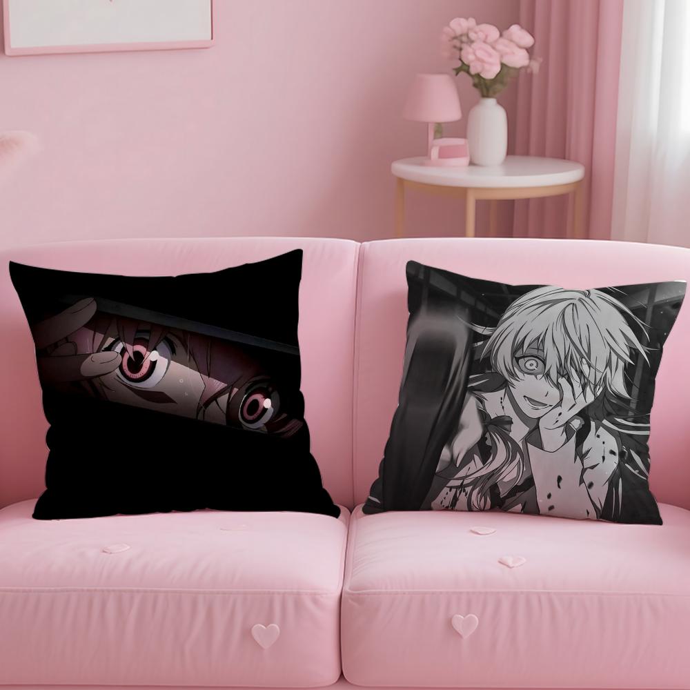 classic anime Mirai Nikki Cushion Cover Soft  EasyWash Pillow Case  Versatile for Couch Bed Travel and Office