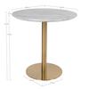 Table à manger ronde 90x75 cm aspect marbre blanc et laiton - DERVAL