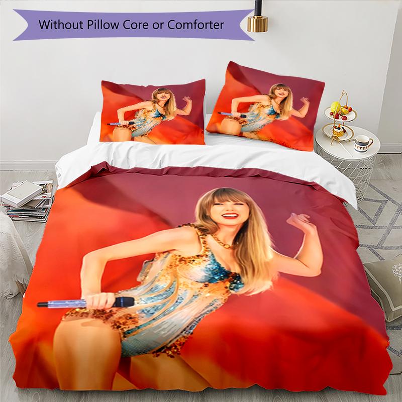 3pcs Taylor Swift Pattern Bedding Set Duvet Cover Set Includes Duvet Cover &pillowcases, Perfect All Season Bedroom Decoration & Gift