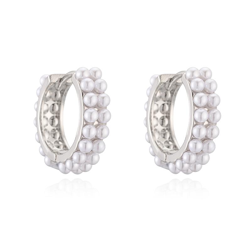 

HECHENG, Sweet Vintage French-Style Imitation Pearl Earrings Gold/Copper Women s Banquet Party Zircon Copper Accessories 1 Pair Other