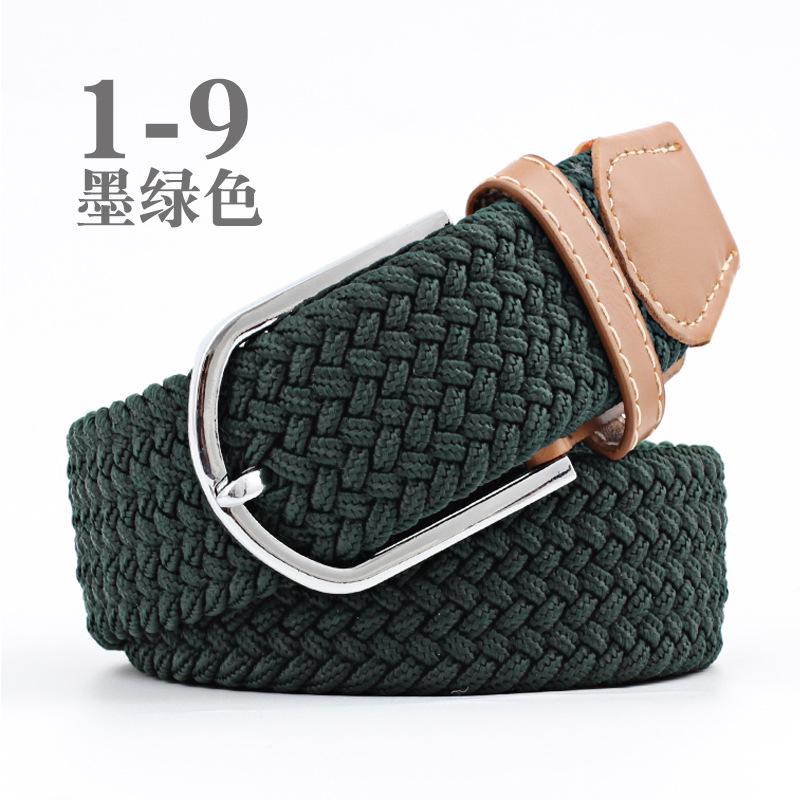 Women Casual Knitted Pin Buckle Without Holes Men Belt Woven Canvas Elastic Expandable Braided Stretch Belts for Female Jeans