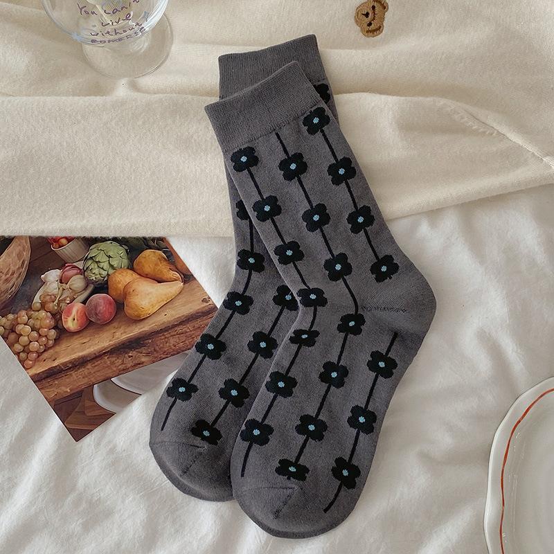 Female Autumn New Style Sweet Double Bow Match Color Lace In The Tube Pile Socks