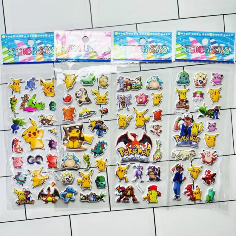 8Pcs Cartoon Pokmon Pikachu 3D Bubble Sticker Home Bedroom Diy Decor Mural Art Decals Children'S Gifts Adesivi Per Frigo