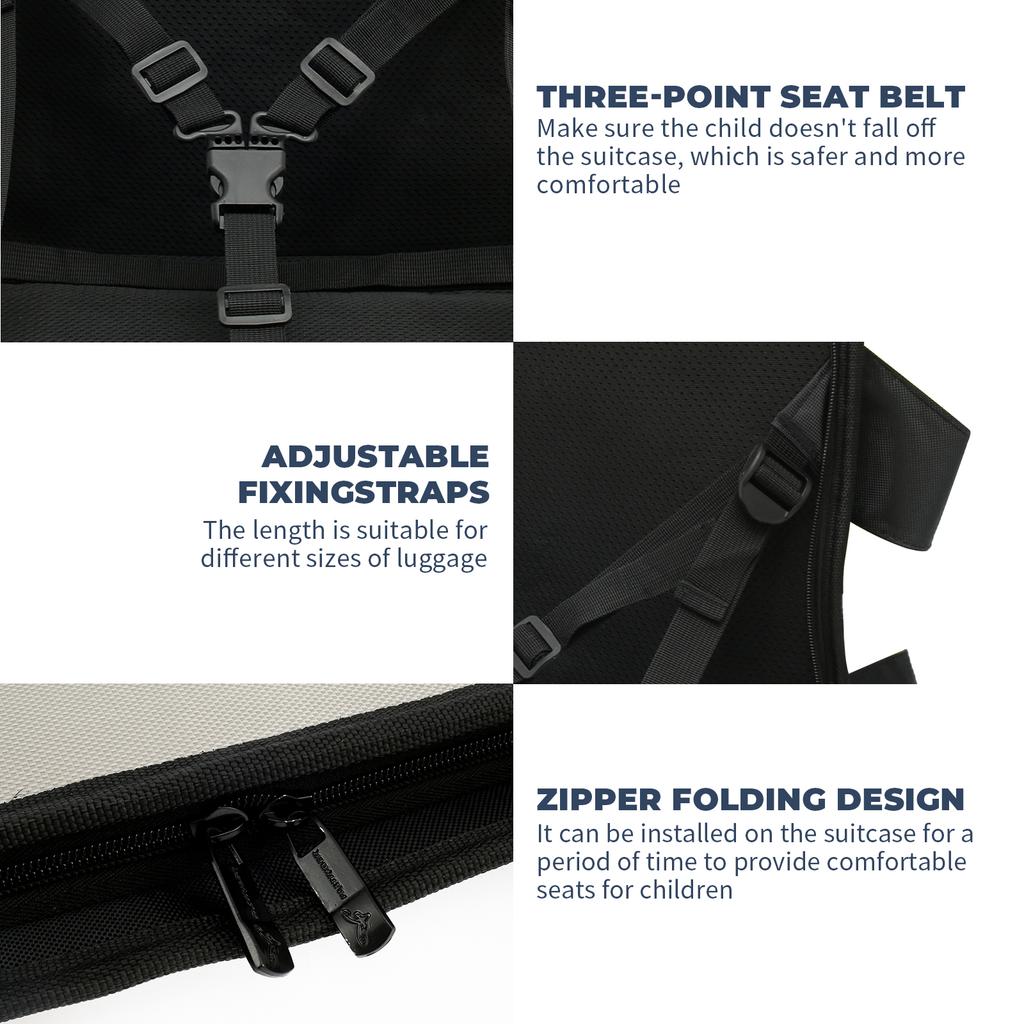 Kids Suitcase Seat Portable Folding Travel Seat Upgraded Safe Kids Luggage Seat with Seat Belt Easy To Use for Toddler Traveling