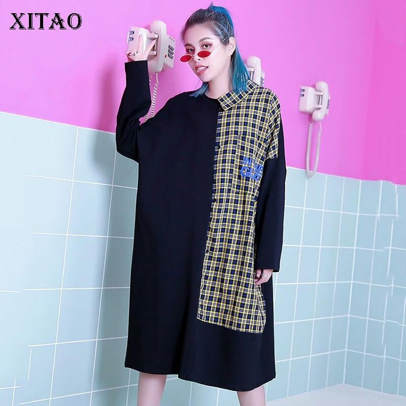 

Прямое платье миди XITAO Hit Color LJT3944