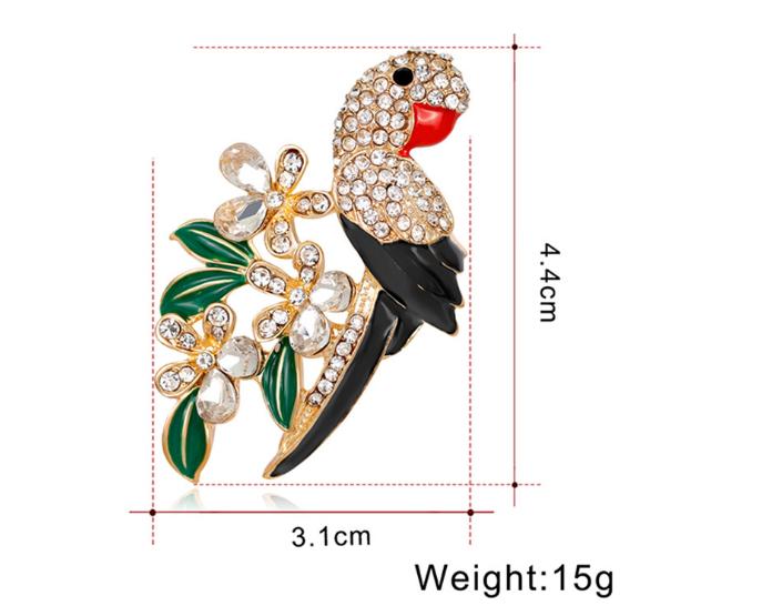 Damen Mädchen Raffinierte Broschen Mode Papageien-Modellierung mit Strassbesatz Kleid Brustnadel Geburtstag Weihnachten Geschenk