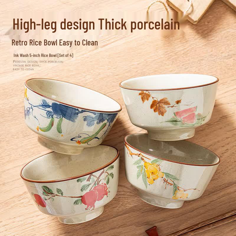Chinese Ink Wash Ceramic Bowl Set