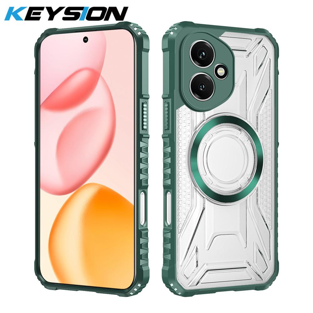KEYSION Transparent Magnetic Case for Honor 400 Pro 5G Silicone+PC Heavy Duty Shockproof Phone Cover for Huawei Honor 400 Lite