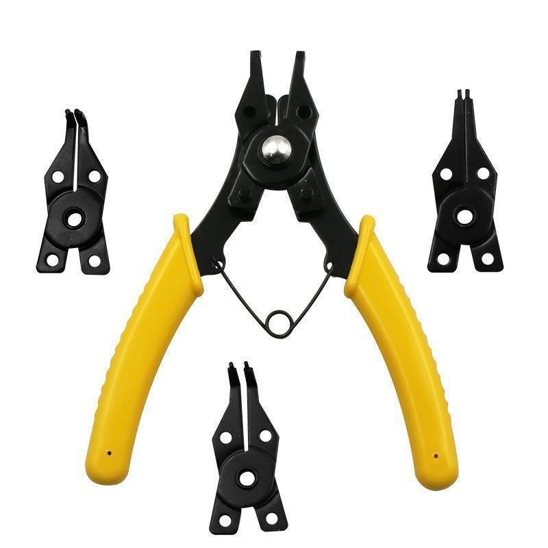 Multifunctional 4 In 1 Snap Ring Plier Combination Spring Four Rings Plier Head Clamp Spring Shaft Dismounting Repairing Tool