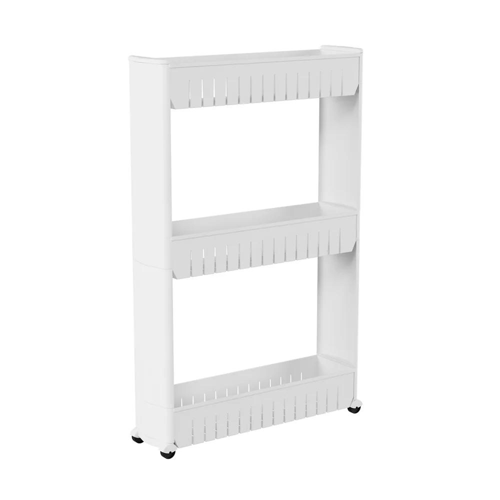 3-Tier Slim Rolling Cart Kitchen Storage Organizer Mobile Utility Cart Laundry Bathroom Small Spaces