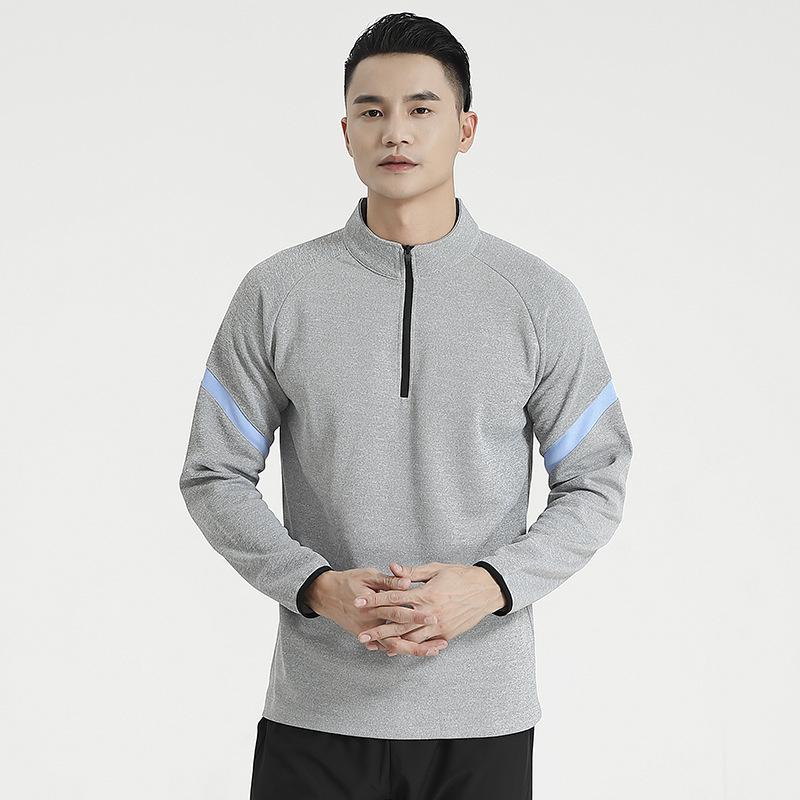 Spring 2024 Men's Half-Zip Long-Sleeve Fitness Sweatshirt for Running and Training
