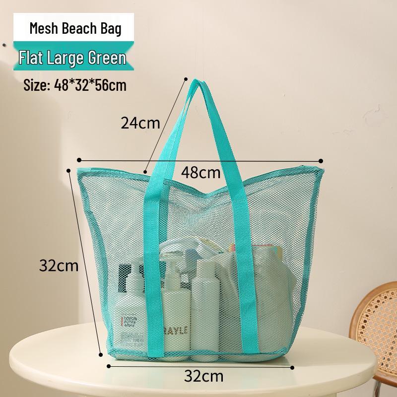 Portable Mesh Beach Bag: Large-Capacity Travel Storage for Clothes and Swimming Gear