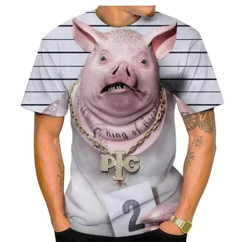 Hot Selling 3D Printed Funny Pig Pattern T-Shirt for Men Women Summer Casual Short Sleeve Personality Tee Shirt Tops Mens Tshirt