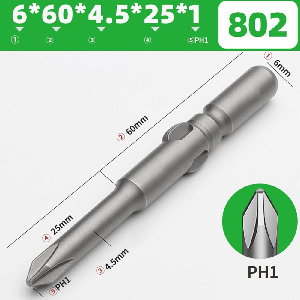 802 Electric Cross Screwdriver Bit Set with PH0 PH1 PH2 Heads 60 200mm