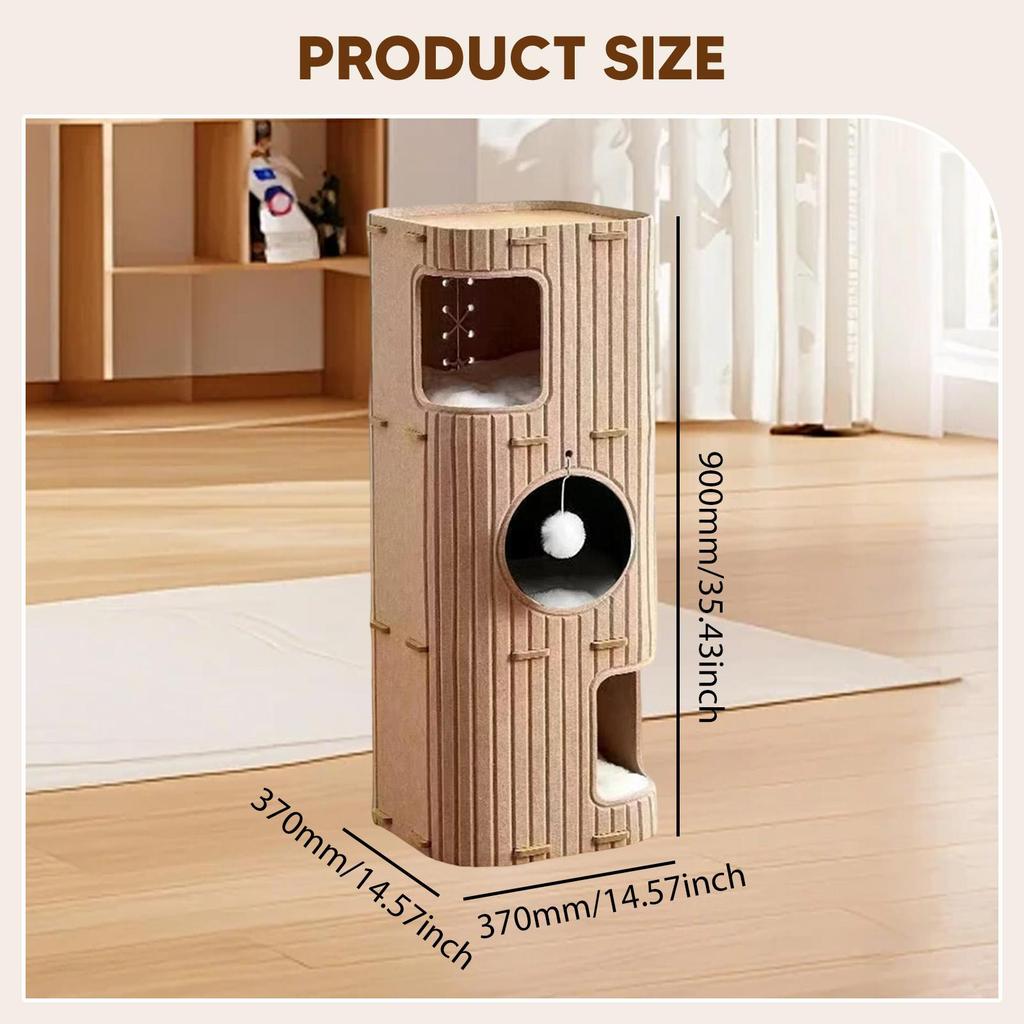 Felt Cat House 3 Story for Indoor Cats Kittens Soft Cushion Pet Supplies