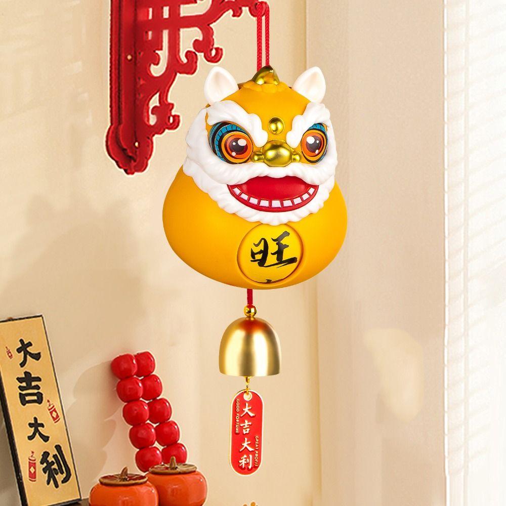 Plastics Lion Dance Bell Decoration With Keychain Car Rearview Mirror Pendant  Kid Girl Boy