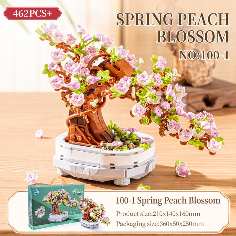 Cherry Bonsai Succulent Mini Building Blocks Set for Home Decor Halloween Thanksgiving Christmas Gift Money tree