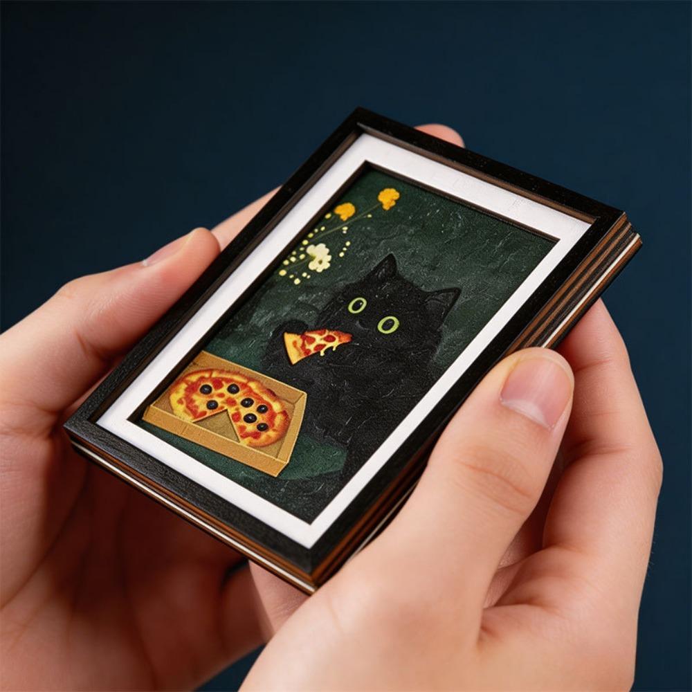 Mini Photo Magnet Black Cat Fridge Magnet Creative Photo Frame  Home Decor Cat