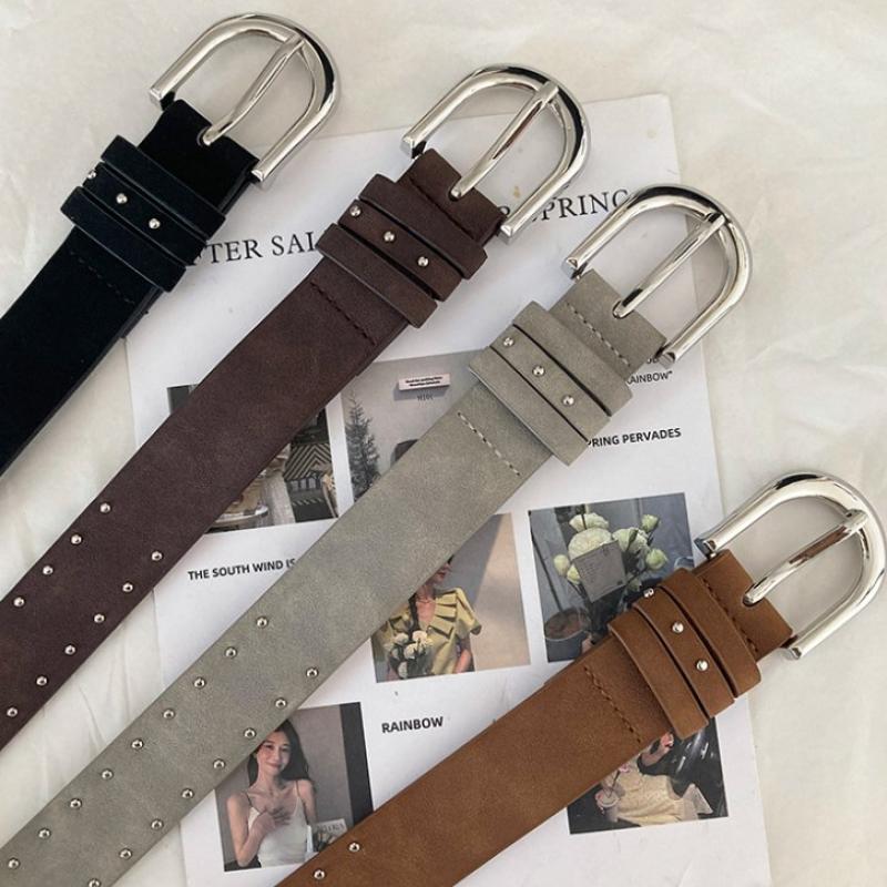 Rivet Punk Needle Buckle Belt For Men Women Versatile Y2K Jeans Decor Pu Leather Strap Hip Hop Retro Waistband