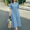 Women Casual Turn Down Collar Summer Short Sleeve Dress