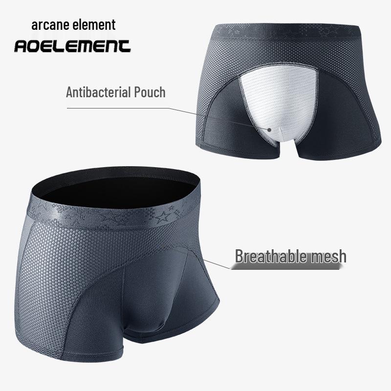 Ice Silk Mesh Men's Boxer Briefs - Breathable, Comfortable Sports Shorts