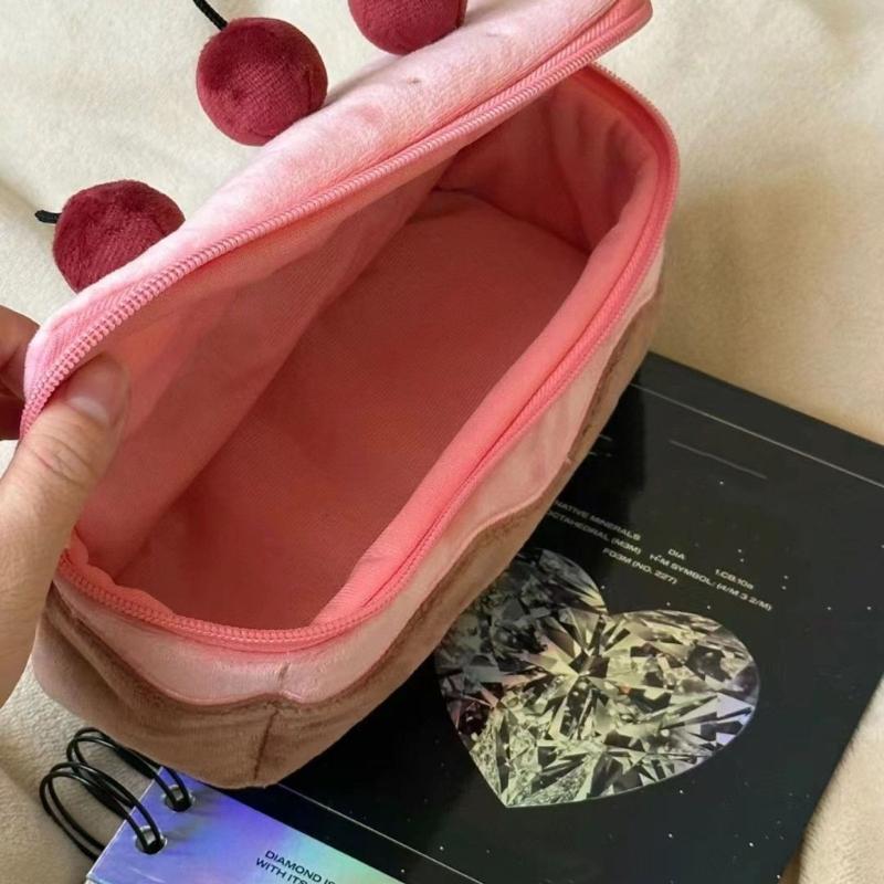 Cartoon Fruit Cake Pencil Bag Large Capacity Pencil Case Zippered Pencil Pouches Travel Cosmetic Bag For Student Artist