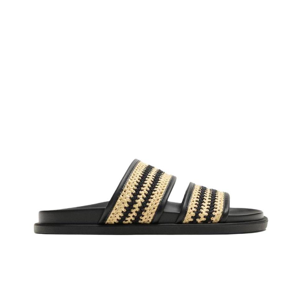 Zara Color Block Woven Layer Flat Slide Sandals Men Footwear Black 2760620197