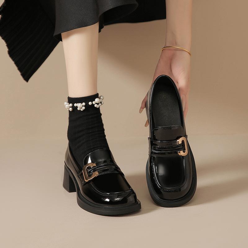 Small Leather Shoes Women's British Style 2025 New Autumn and Winter Velvet Jk with Skirt Loafers Versatile Platform Women's Shoes