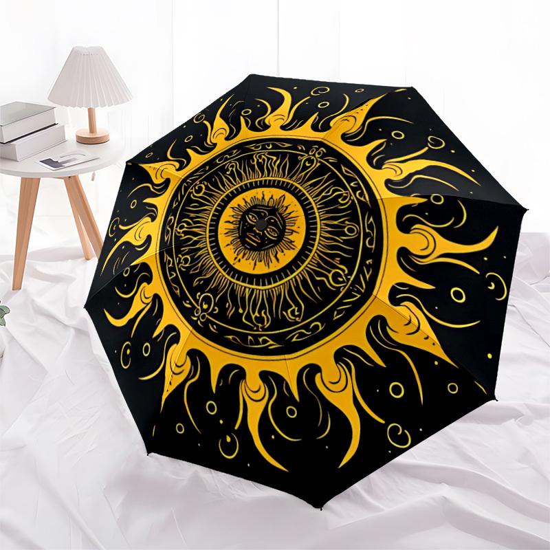 1pc Sun Mandala Automatic Open/Close Umbrella - Portable Collapsible Umbrella with 8-Rib Stability, Fashion Lovers Yy251017173